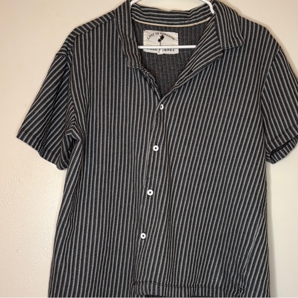 Tommy Bahama Black and White Striped Casual Shirt